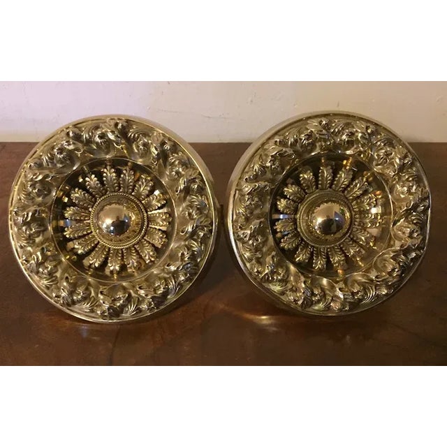 Metal Antique 19th Century American Federal Empire Gilt Spun Brass Drapery Tie Backs - A Pair For Sale - Image 7 of 11