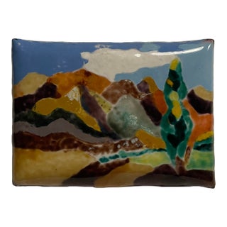 1990sSteve Krauss Enamel Western Landscape For Sale