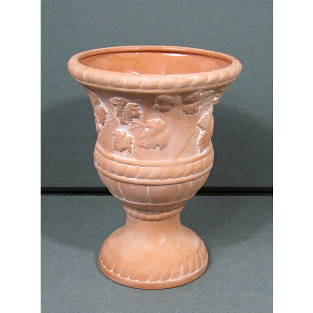 1970s 1970s Vintage Neoclassical Ceramic Pedestal Urn Planter With Grape Leaves For Sale - Image 5 of 14