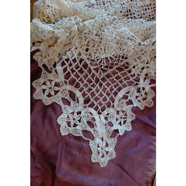 Antique Bobbin Lace Bed Throw For Sale - Image 11 of 18