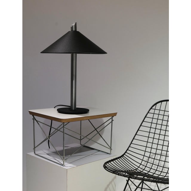Postmodern Table Lamp with Black Cone Shade and Brushed Aluminum Stem, 1980s For Sale - Image 4 of 13