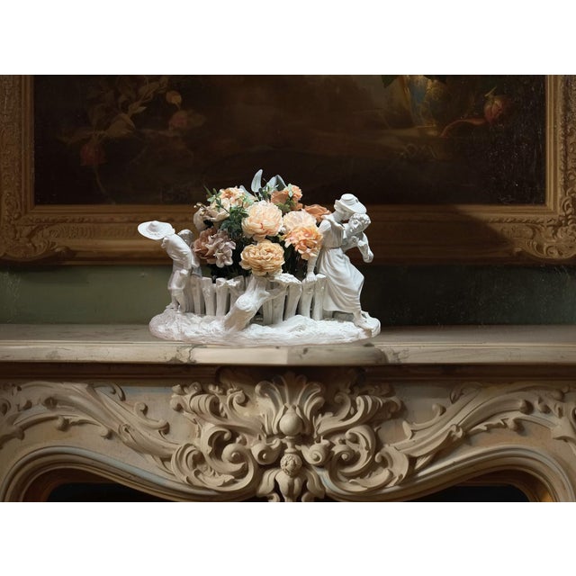 Antique White Porcelain Picket Fence Centerpiece With Courting Couple and Children Royal Worcester 1890 For Sale In New York - Image 6 of 18