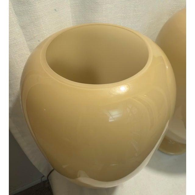 Monumental Global Views Internally Illuminated Polish Glass Luminaires - Cream - a Pair For Sale - Image 9 of 12