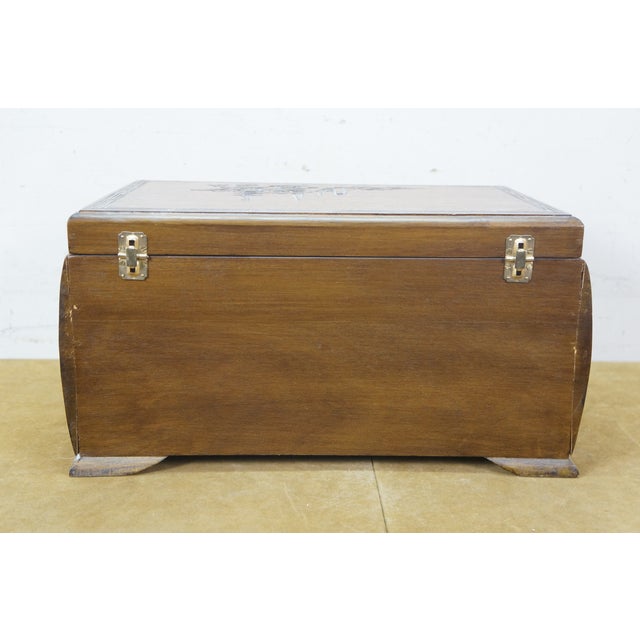 Late 20th Century Late 20th Century Japanese Camphorwood Brass Okinawa Pagoda Jewelry Chest Box 17" For Sale - Image 5 of 18