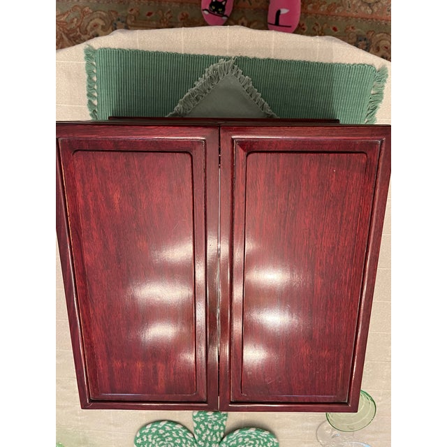 Vintage Chinese Travel Tabletop Dressing Box, Shaving Table With Folding Mirror For Sale - Image 9 of 12