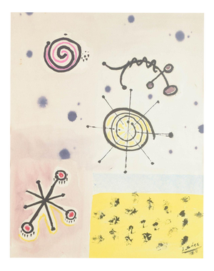 J. Sáez, Poetic Abstract Composition, 1971, Watercolor on Paper, Framed