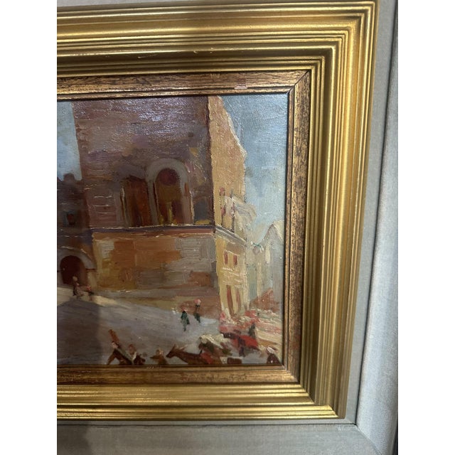 Glimpse of Palazzo Corvaja in Taormina, 1920s, Oil on Wooden Panel, in Flawless conditions. Designed 1920 to 1949