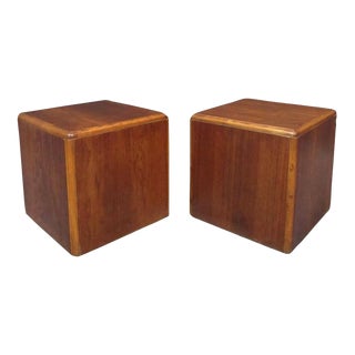 Mid 20th Century Cubic Walnut Pedestals by Lane Furniture - a Pair For Sale