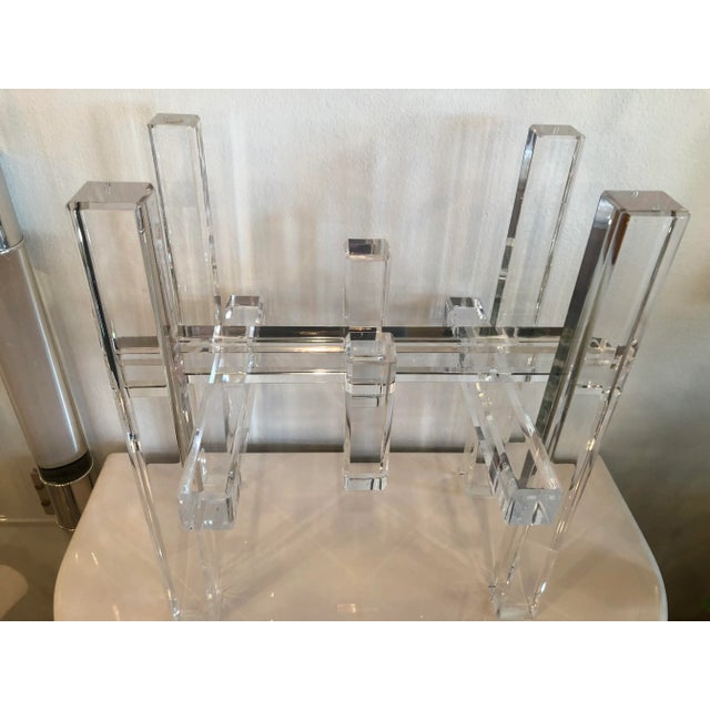 Transparent Vintage Lucite Skyscraper Geometric Side Table For Sale - Image 8 of 10