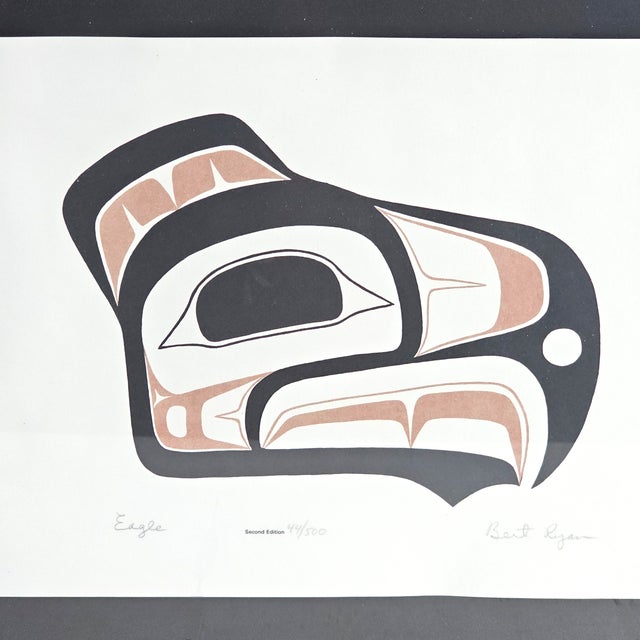 Bert Ryan “Eagle” Framed Limited Edition Silkscreen, Inuit-Inspired Native American Art, Signed 44/500 For Sale - Image 10 of 12
