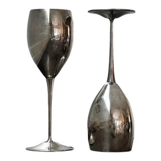 Mid 20th Century Italian Silver Plate Toasting Goblets - A Pair For Sale