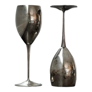 Mid 20th Century Italian Silver Plate Toasting Goblets - A Pair