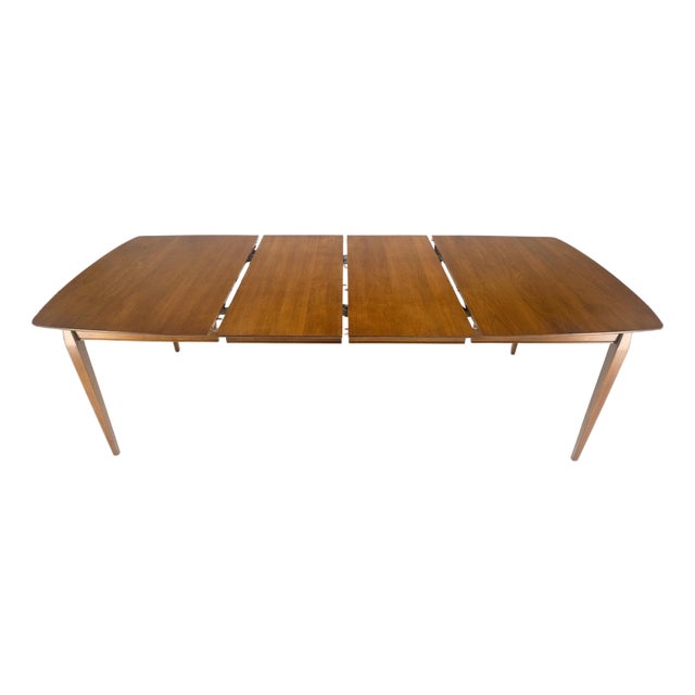 Walnut Danish Mid Century Modern Tapered Leg 2 Boards 58" Long Dining Table MINT For Sale