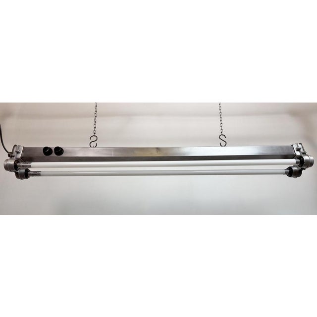 Industrial Polished Hanging Tube Light, 1970s For Sale - Image 10 of 18