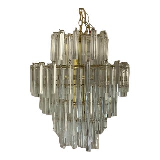 1970s Italian Clear Crystal Murano 116 Prism Chandelier For Sale