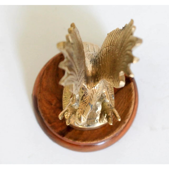 Wood Vintage Brass Eagle Sculpture For Sale - Image 7 of 9