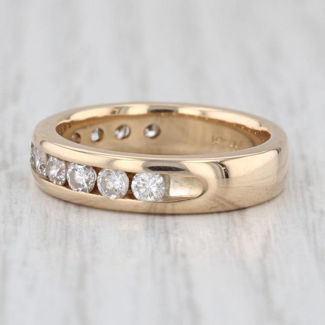 Gold 0.90ctw Channel Set Diamond Band 14k Gold Size 6.75-7 Wedding Ring Stackable For Sale - Image 8 of 8
