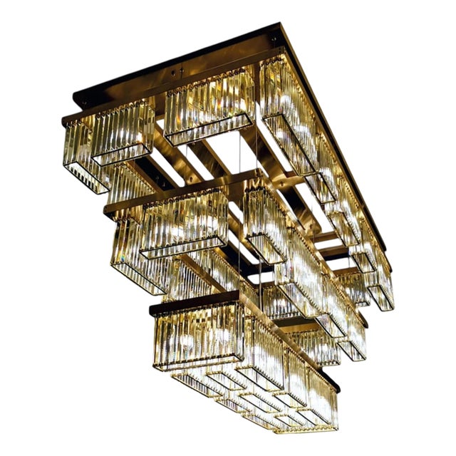 Collection Labirinto Chandelier in Metal and Crystal by Jago For Sale