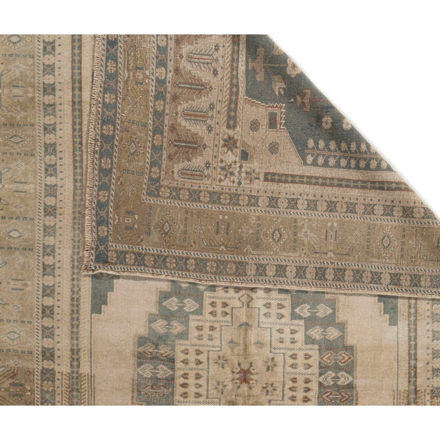Vintage Circa 1940 Beige Turkish Oushak Hand Knotted Wool Rug 5ft 7in X 10ft 2in For Sale - Image 13 of 15