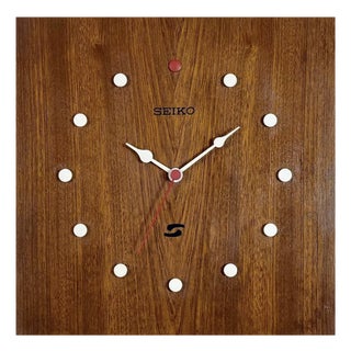 Vintage Brown Wooden Wall Clock from Seiko, 1980s For Sale