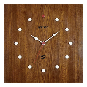 Vintage Brown Wooden Wall Clock from Seiko, 1980s
