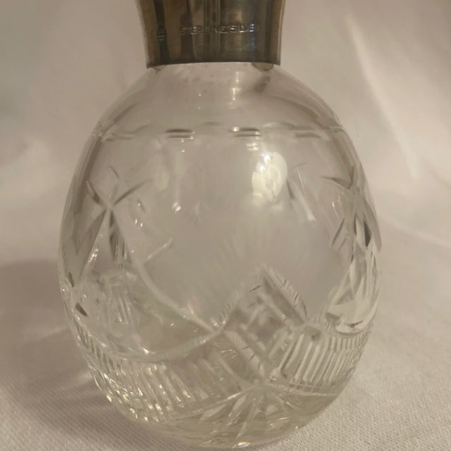 1920s Cut Crystal Sterling Guilloche Enamel Vase For Sale - Image 4 of 5