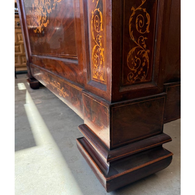 19th Century Italian Carved Inlaid Mahogany Burl Full Bed For Sale - Image 14 of 18