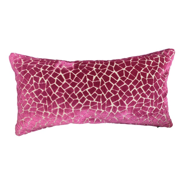 Magenta Velvet Mosaic Pillow Cover For Sale