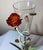 Unique Mid Century Italian Tall Tole Floral Vase with acrylic rose flowers & leaves and removable glass insert. The...