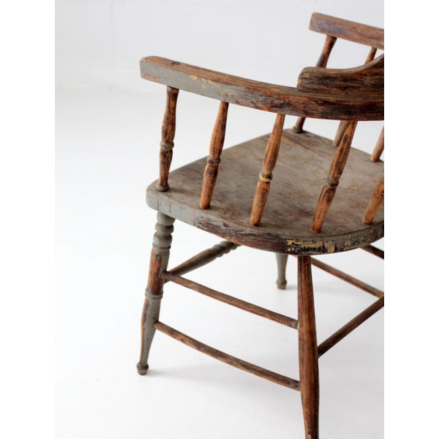 Antique Painted Captain's Chair For Sale - Image 11 of 15