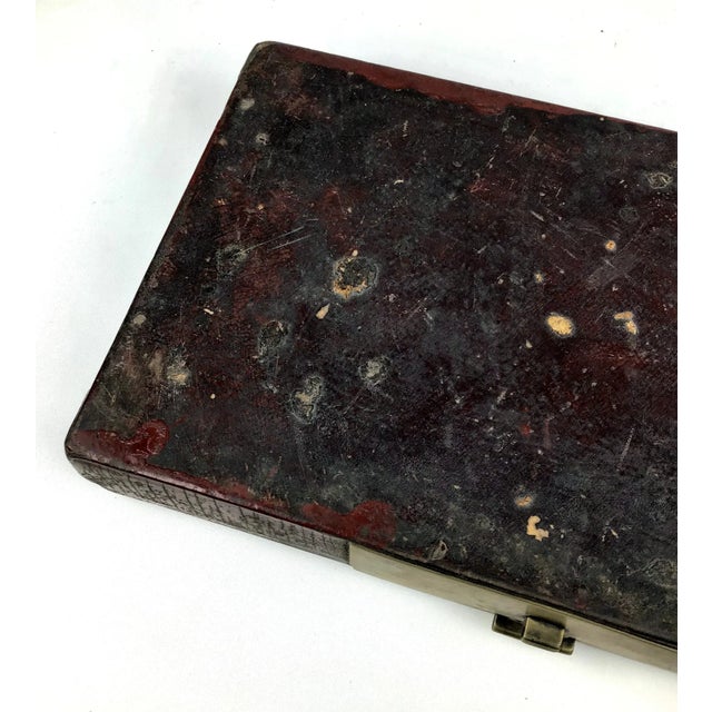 1900s Chinoiserie Leather Document Box For Sale - Image 12 of 13