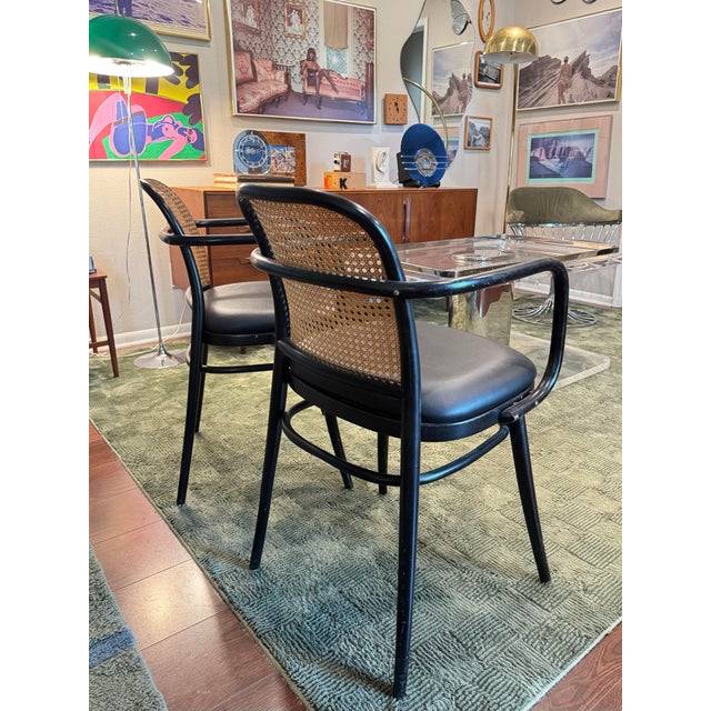 A Pair of Rare Vintage Black and Tan Bentwood Thonet Chairs by Josef Hoffman for Ligna, Circa 1970s For Sale - Image 12 of 12