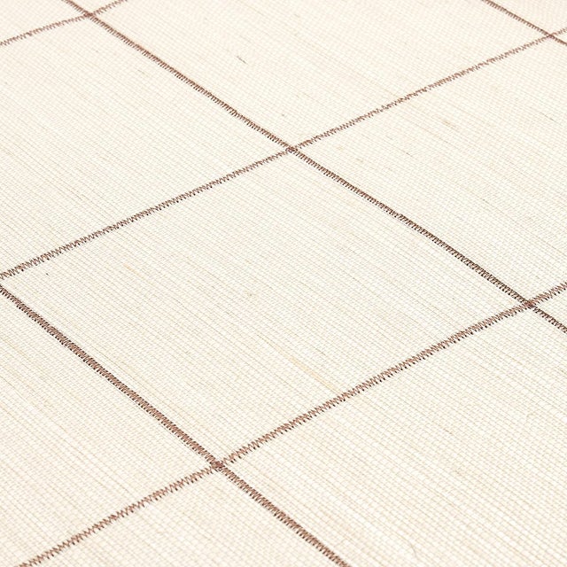 Traditional Schumacher Windowpane Embroidered Sisal Wallpaper in Java For Sale - Image 3 of 4