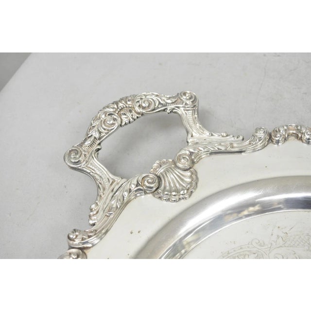 Vintage English Silver Mfg. Silver Plated Large Oval Butlers Platter Bar Tray For Sale - Image 4 of 17