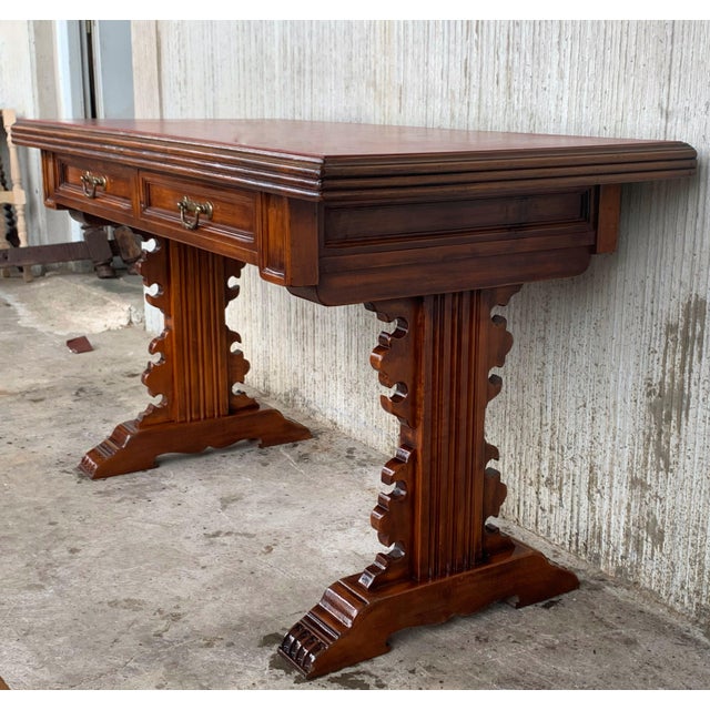 Spanish Colonial Desk or Console Table With Two Drawers Signed by Valentí For Sale In Miami - Image 6 of 11