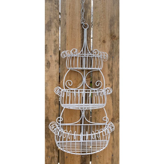 1930s Vintage Iron and Wire Three Tier Wall Planter For Sale - Image 5 of 5