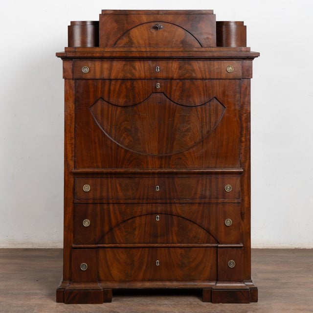 Biedermeier 19th Century Danish Biedermeier Mahogany Secretary Bureau For Sale - Image 3 of 14