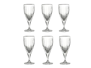 Vintage Large Mikasa Golden Tiara Fluted Crystal Goblets -Set of 6