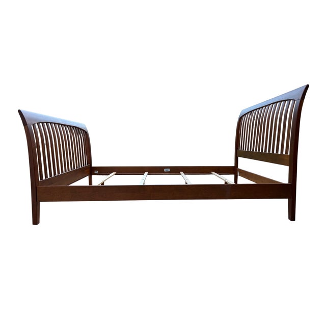 Vintage Ethan Allen American Impressions Queen Sleigh Bed Mission Arts Crafts Headboard For Sale - Image 11 of 14