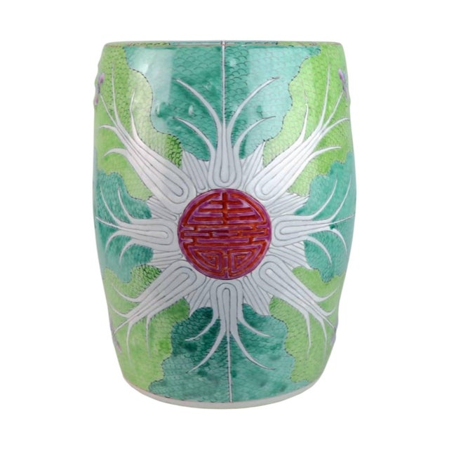 Limited Edition Hand-Painted Jingdezhen Porcelain Garden Stool – Bok Choy “Shou” Longevity Pattern For Sale In Washington DC - Image 6 of 6