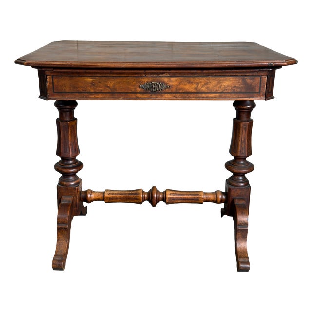 Antique Wooden Desk Table with Drawer Compartments from Artigianato Italiano For Sale