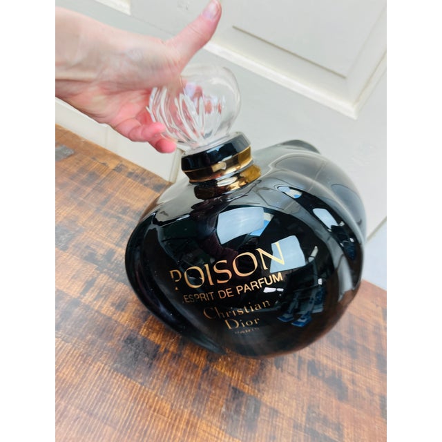 Black Perfume Bottle Retail Counter Display Large Poison Christian Dior Paris Black W Clear Stopper For Sale - Image 8 of 11