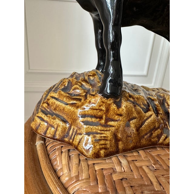Black Vintage 13” Mid-Century Ceramic Bull Sculpture For Sale - Image 8 of 16