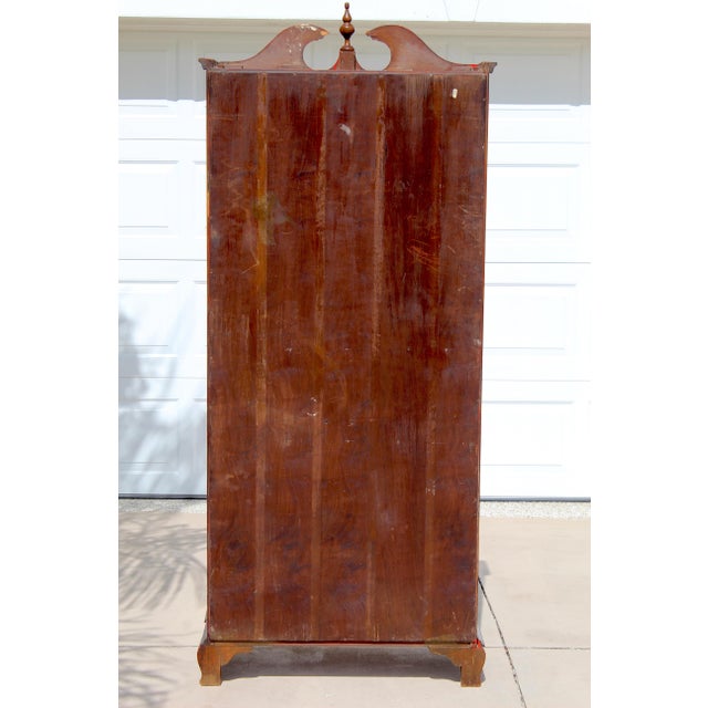 Vintage Georgian Revival Flame Mahogany Secretary Desk Bookcase With Glass Doors, Circa 1940s–1950s For Sale In Naples, FL - Image 6 of 18