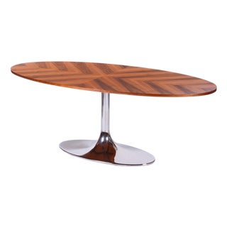 Functionalism Oval Table in Chrome and Walnut from Kovona, Czechia, 1960s For Sale