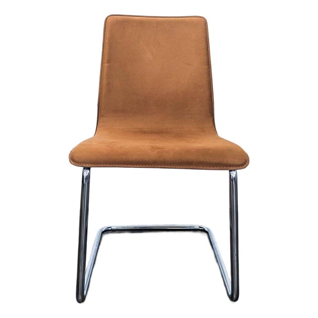 Cb2 Leather/Suede Dining Chair on Chrome Frame For Sale