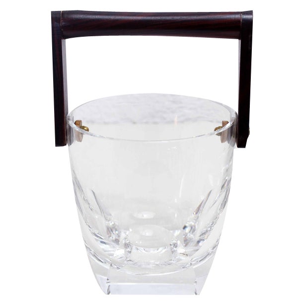 Crystal and Wood Ice Bucket, 1970s For Sale