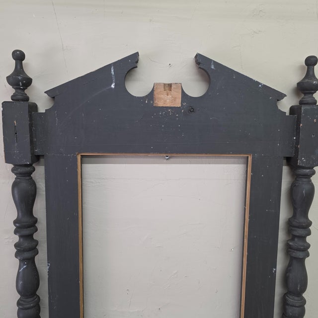 Early 20th Century Victorian Eastlake Style Black Pier Mirror Frame, Architectural Turned Column Wall Surround, Large 55.5 Inch For Sale - Image 10 of 14