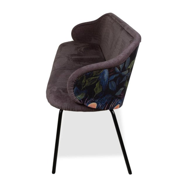 Baroness Ona Fabric Bench Brown Grey with Pattern For Sale - Image 11 of 12