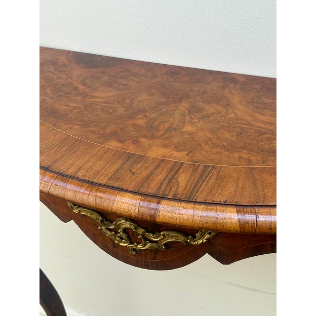 Very Fine Louis XV Burl Walnut Narrow Wall Console /Table , Circa 1880. For Sale - Image 10 of 10